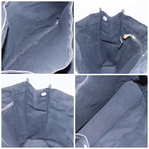 HERMES Fourre Tout MM Hand Bag Canvas Black Gray Silver Auth - Picture 16 of 16